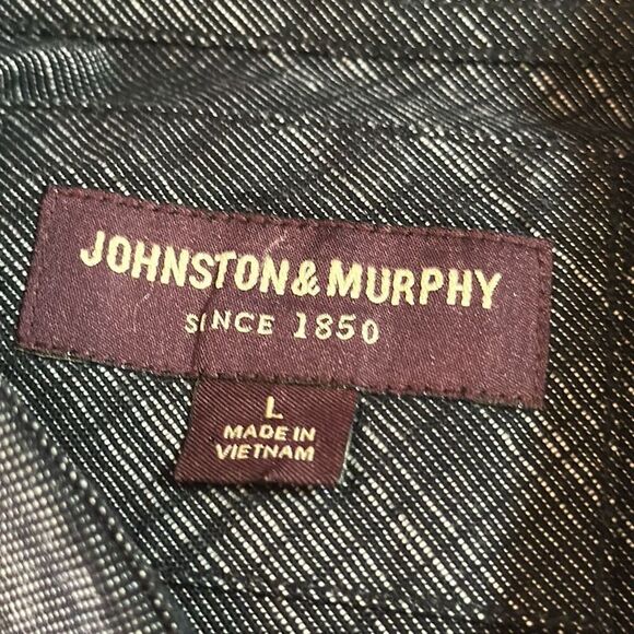 Johnston & Murphy Black Plaid Button Down shirt L Large 100% cotton - Picture 5 of 7